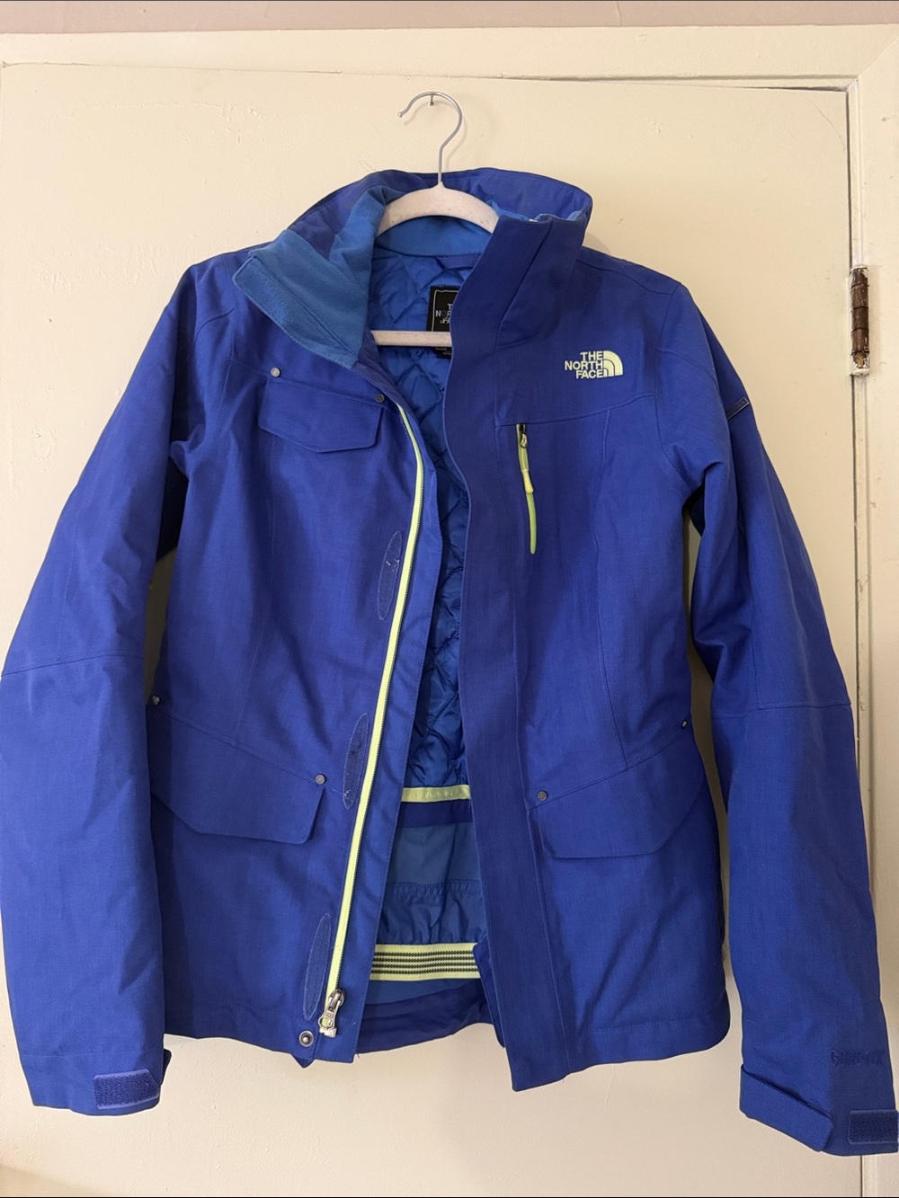 The North Face Women's Royal Blue Ski Jacket with Lime Accents